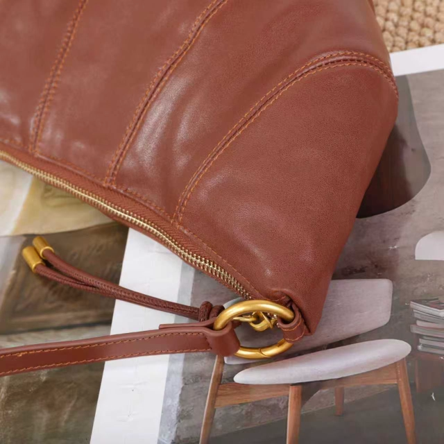 Leather & Stitch Detail Shoulder/Crossbody Bag