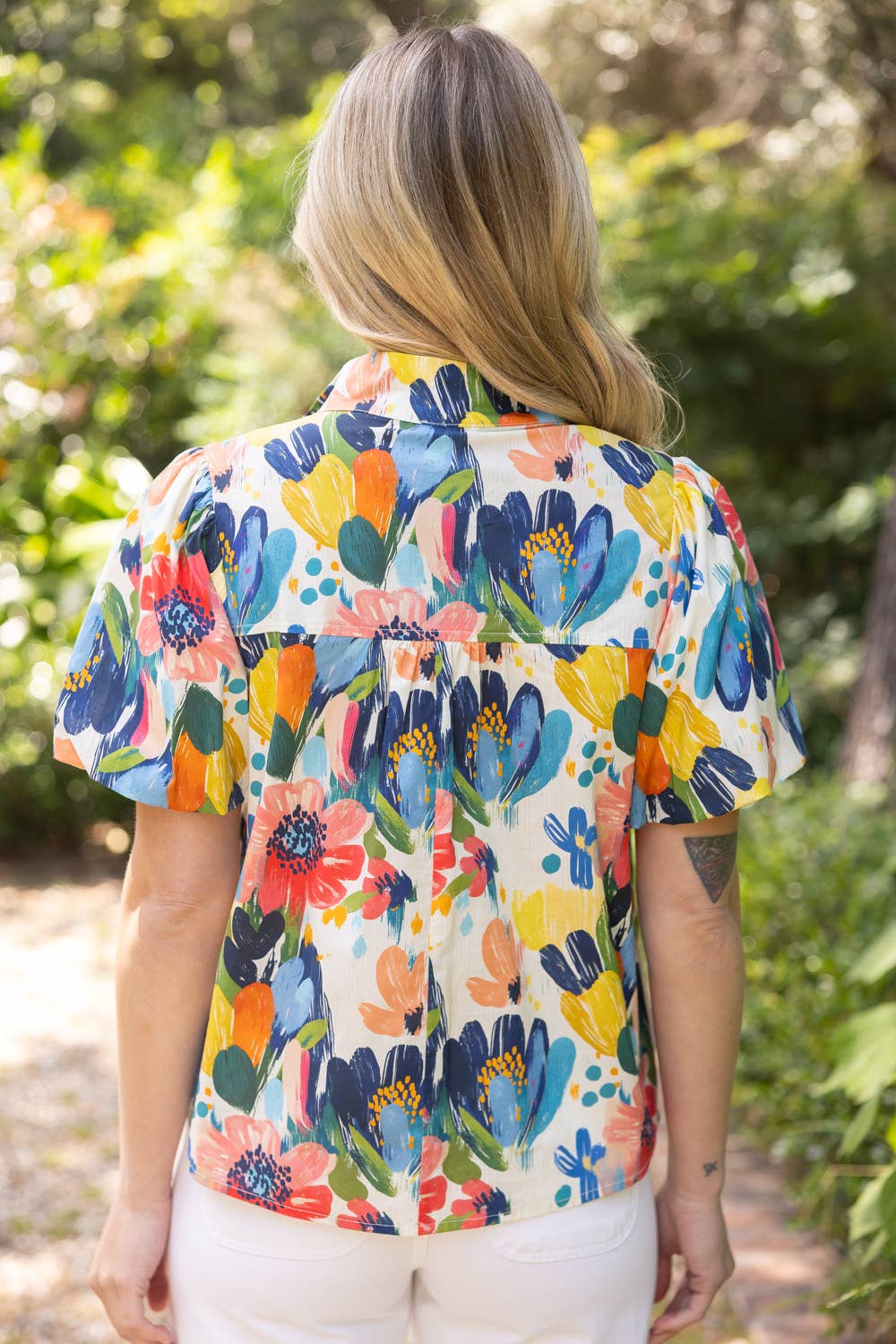 Watercolor Floral Print Top