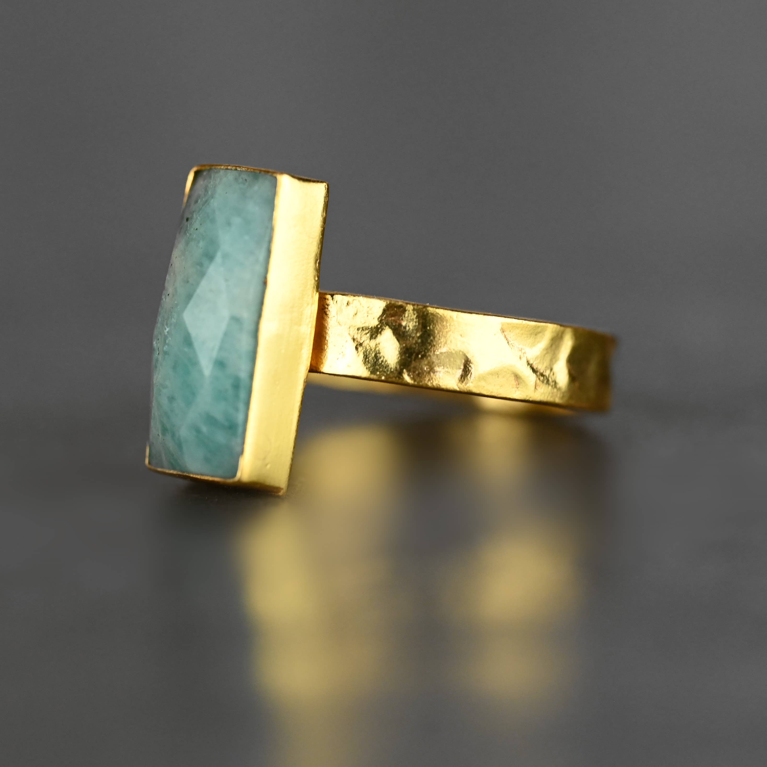 Amazonite  Rectangle Ring