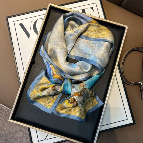 Print Silk Skinny Scarf