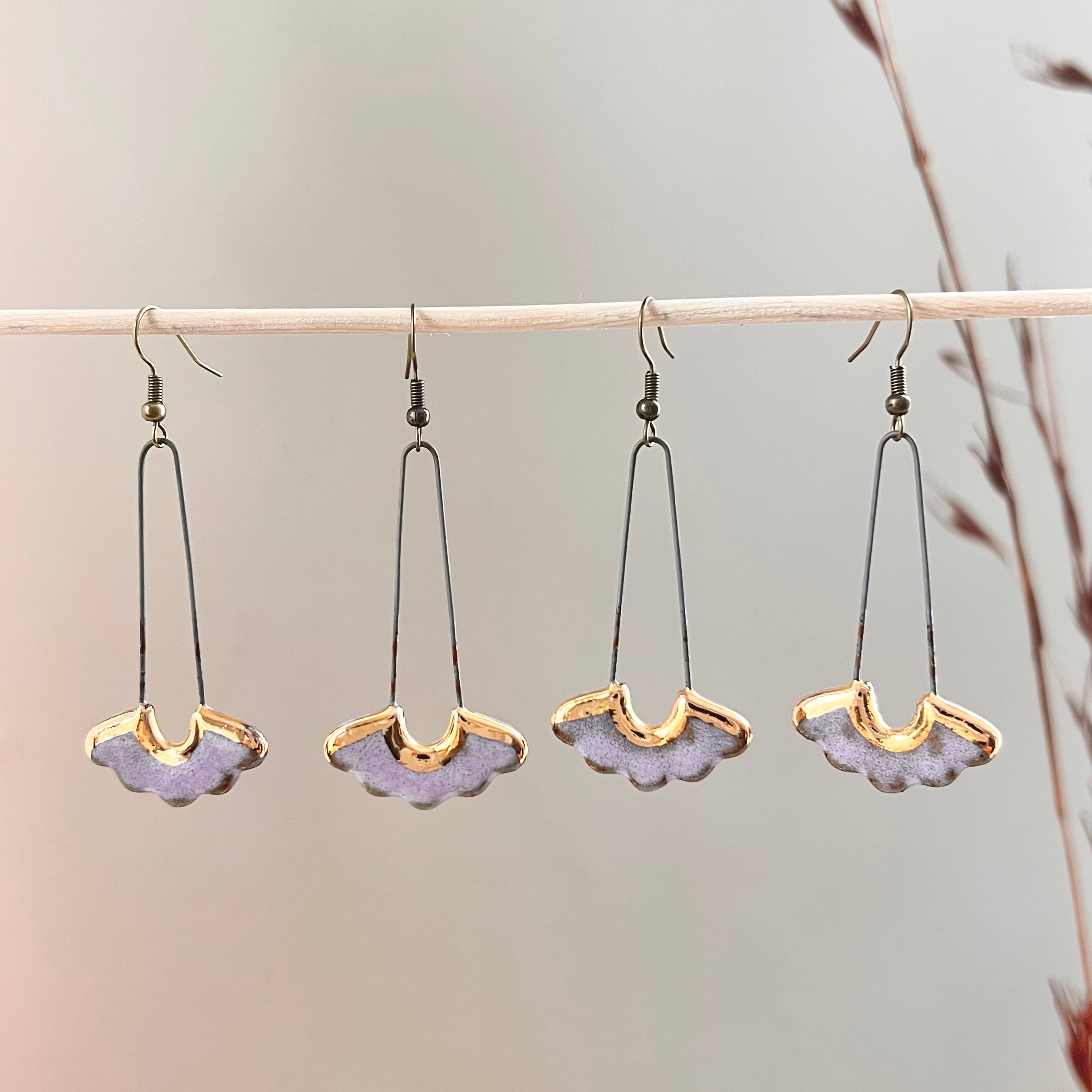Glossy Lavender Ceramic Earrings
