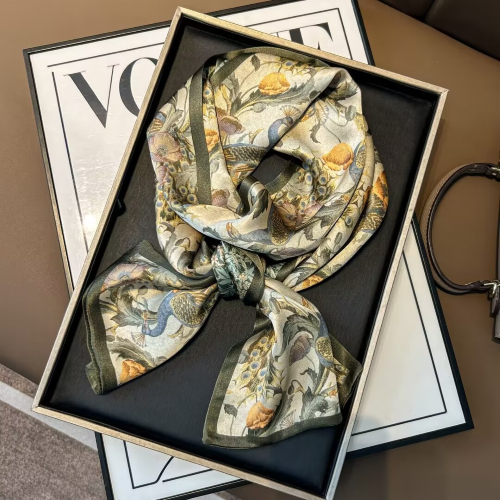 Print Silk Skinny Scarf