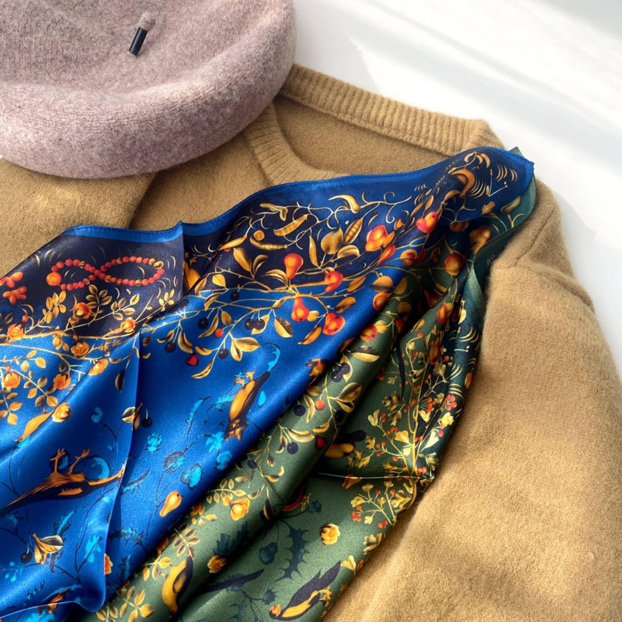 Bird Flora Silk Scarf