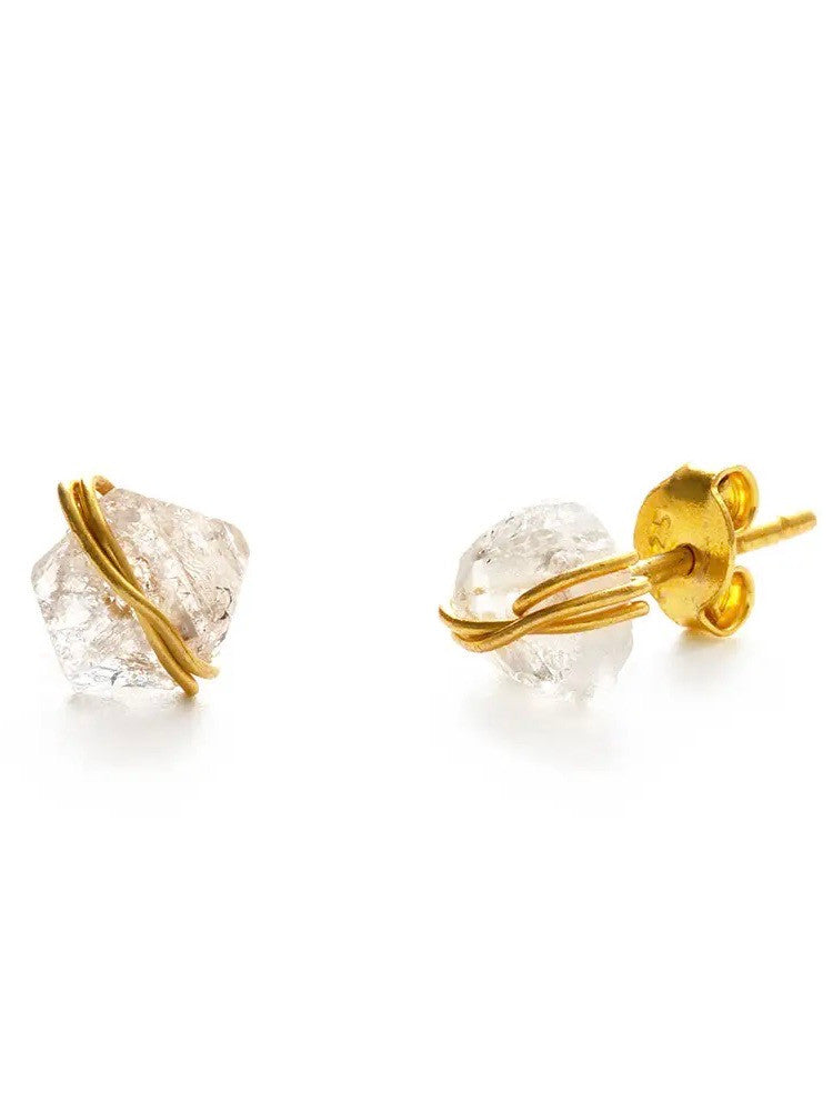 Amano Studio Rough Cut Gemstone Studs Herkimer Diamond