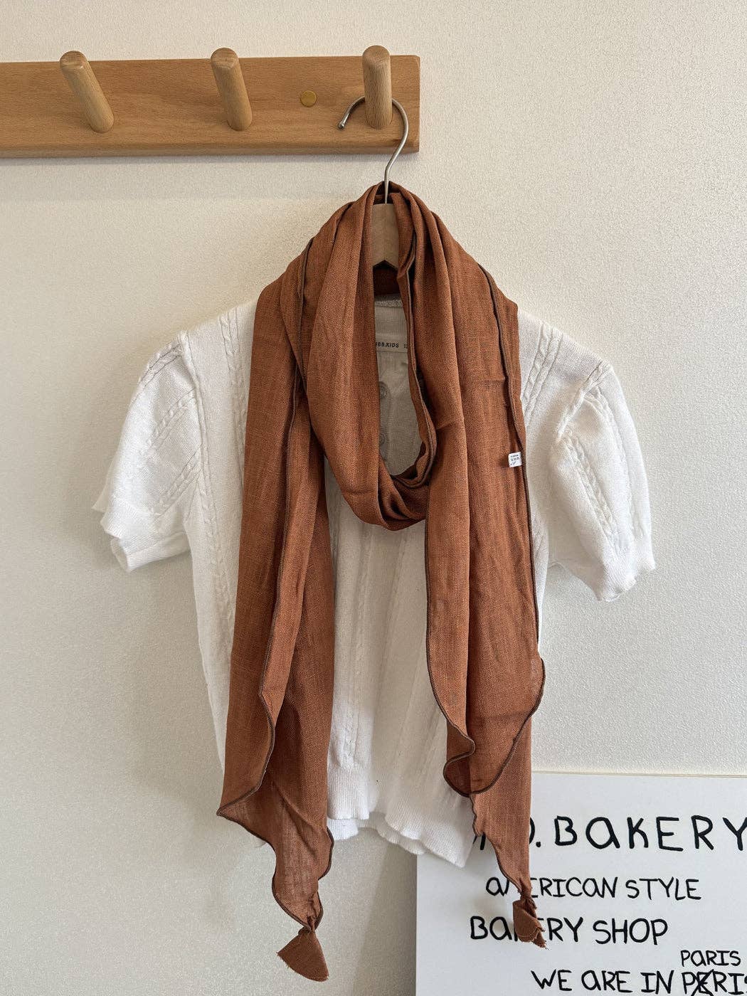 Tassel Crosshatch-Texture Scarf