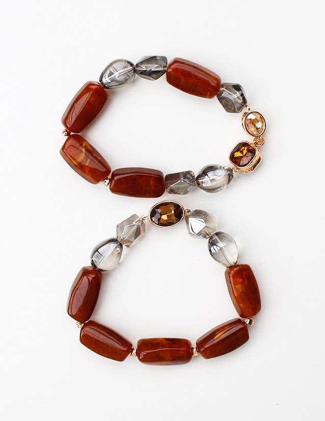 Long Beads Stretch Bracelet Set