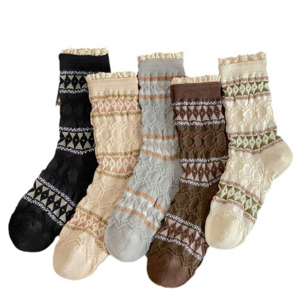 Maillard Lace Trim Crew Socks