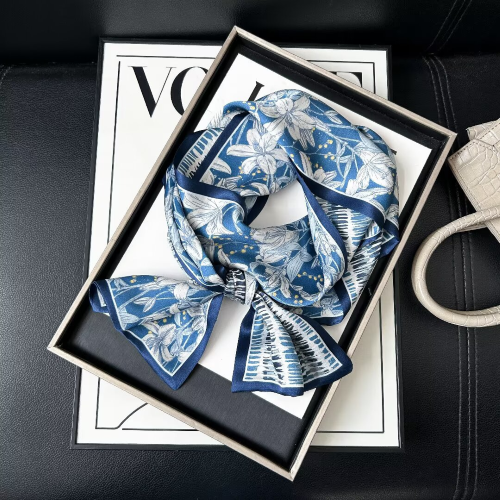 Print Silk Skinny Scarf