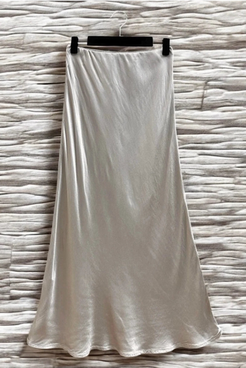 Italian Satin Midi Skirt