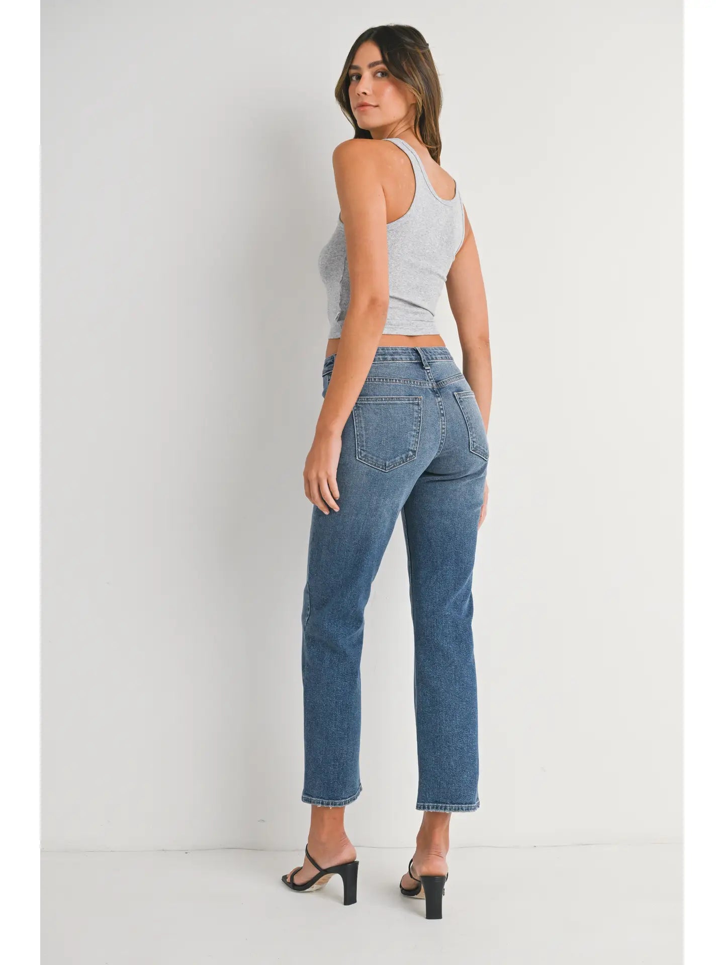 Mid Rise Straight Leg Jean