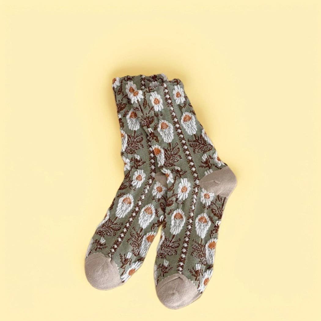Oil Painting Floral Socks