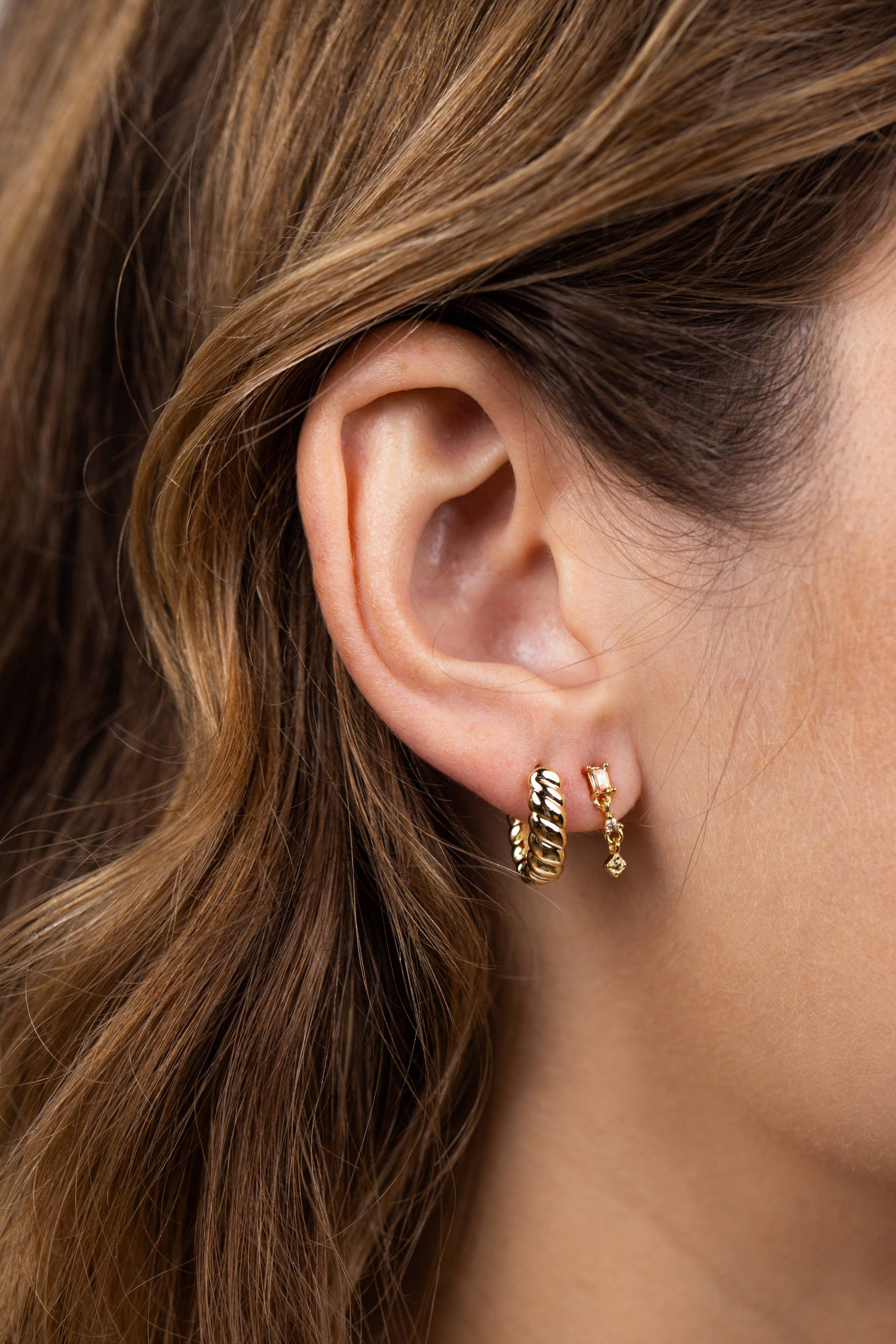 Small Channel Gold Hoops