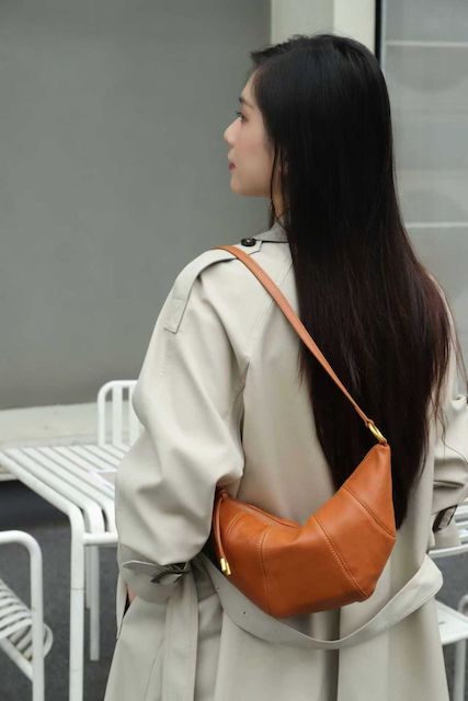 Leather & Stitch Detail Shoulder/Crossbody Bag