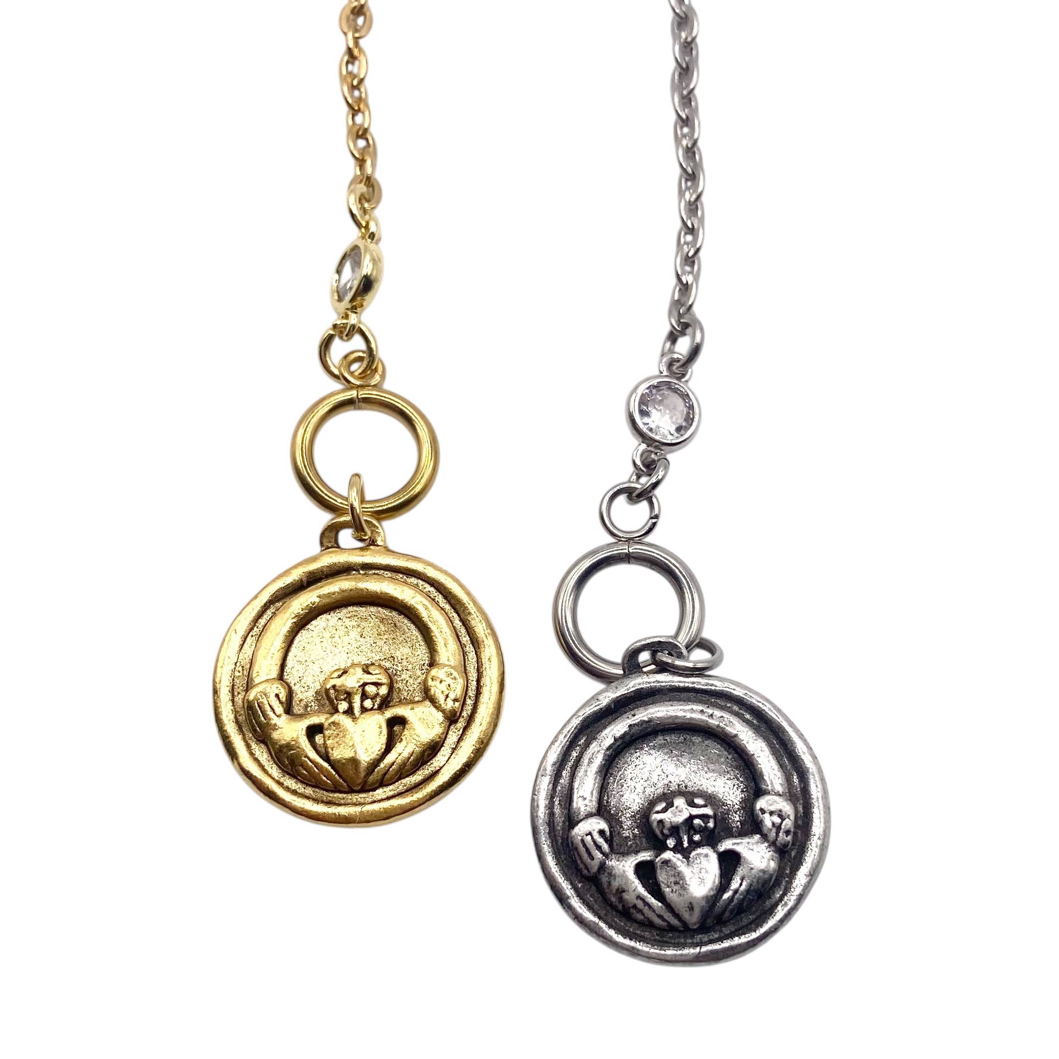 Reversible Clover Claddagh Necklace