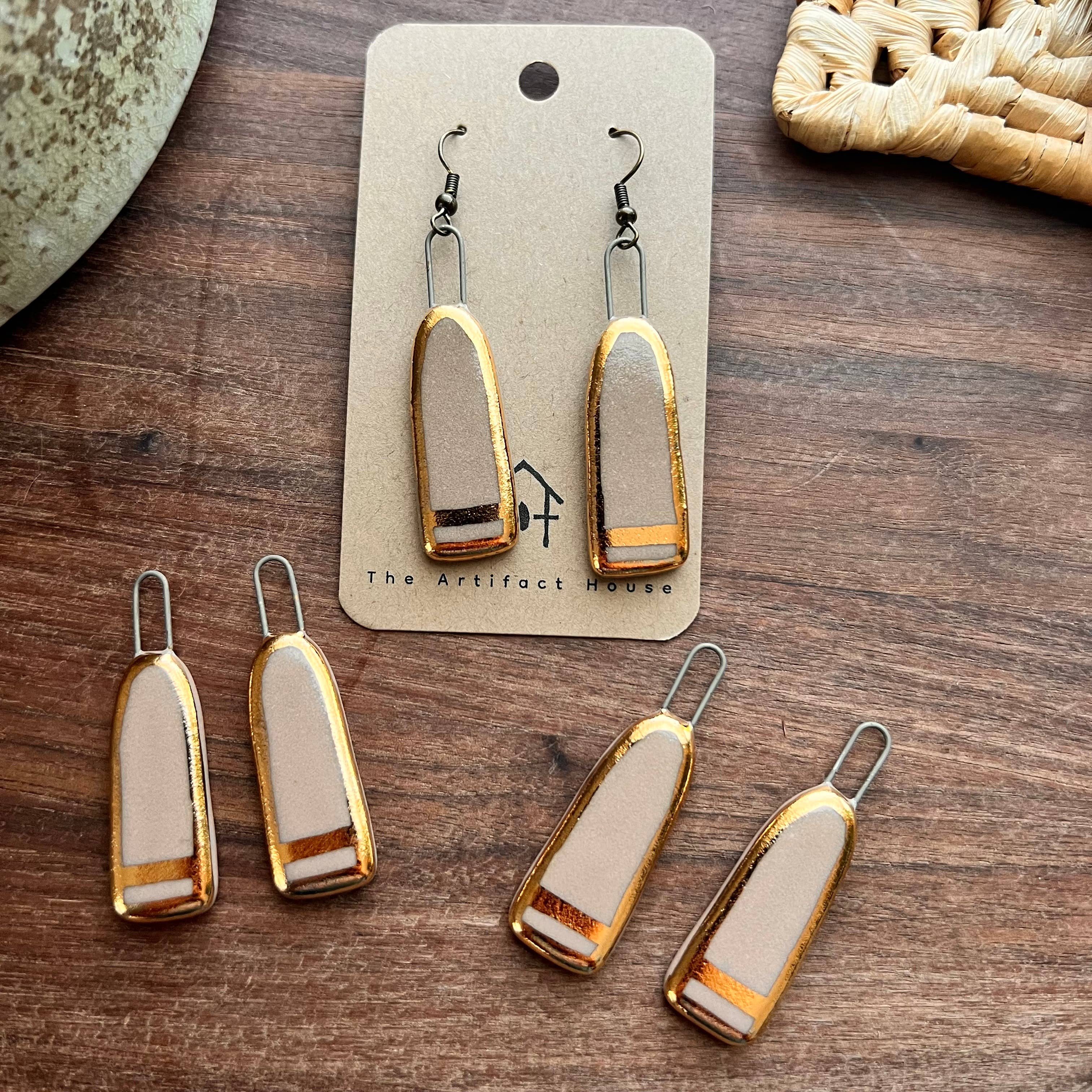 Pink Simple Gold Lined Earrings
