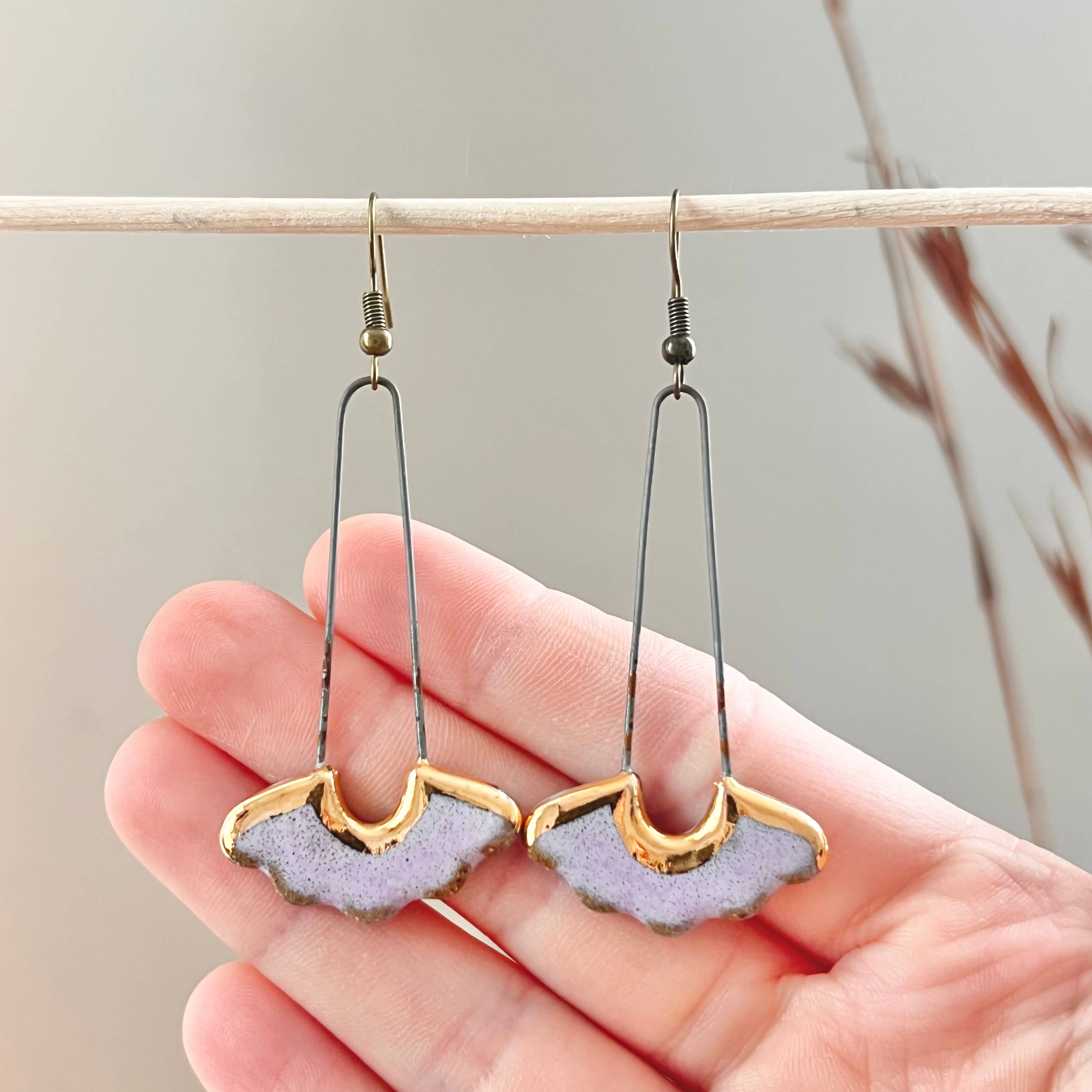 Glossy Lavender Ceramic Earrings