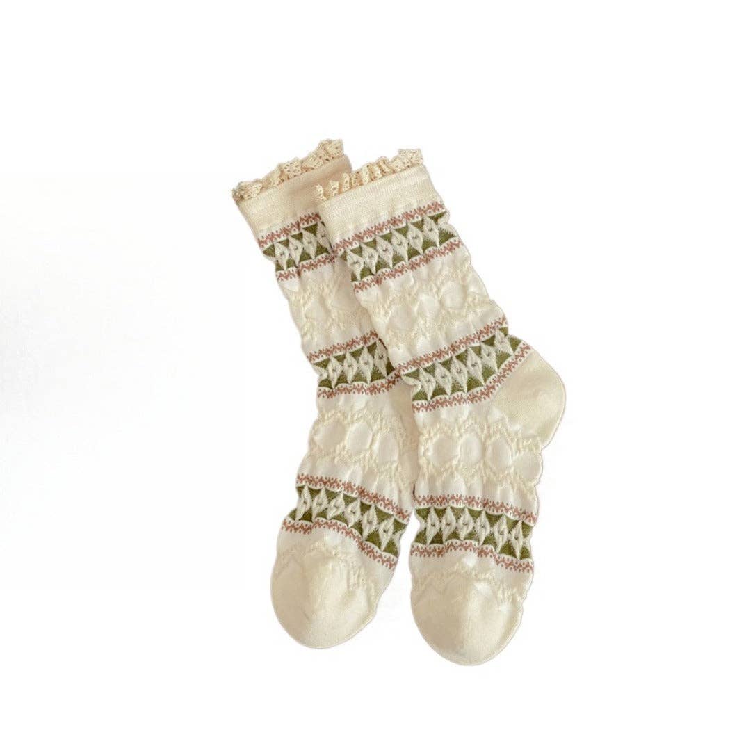 Maillard Lace Trim Crew Socks
