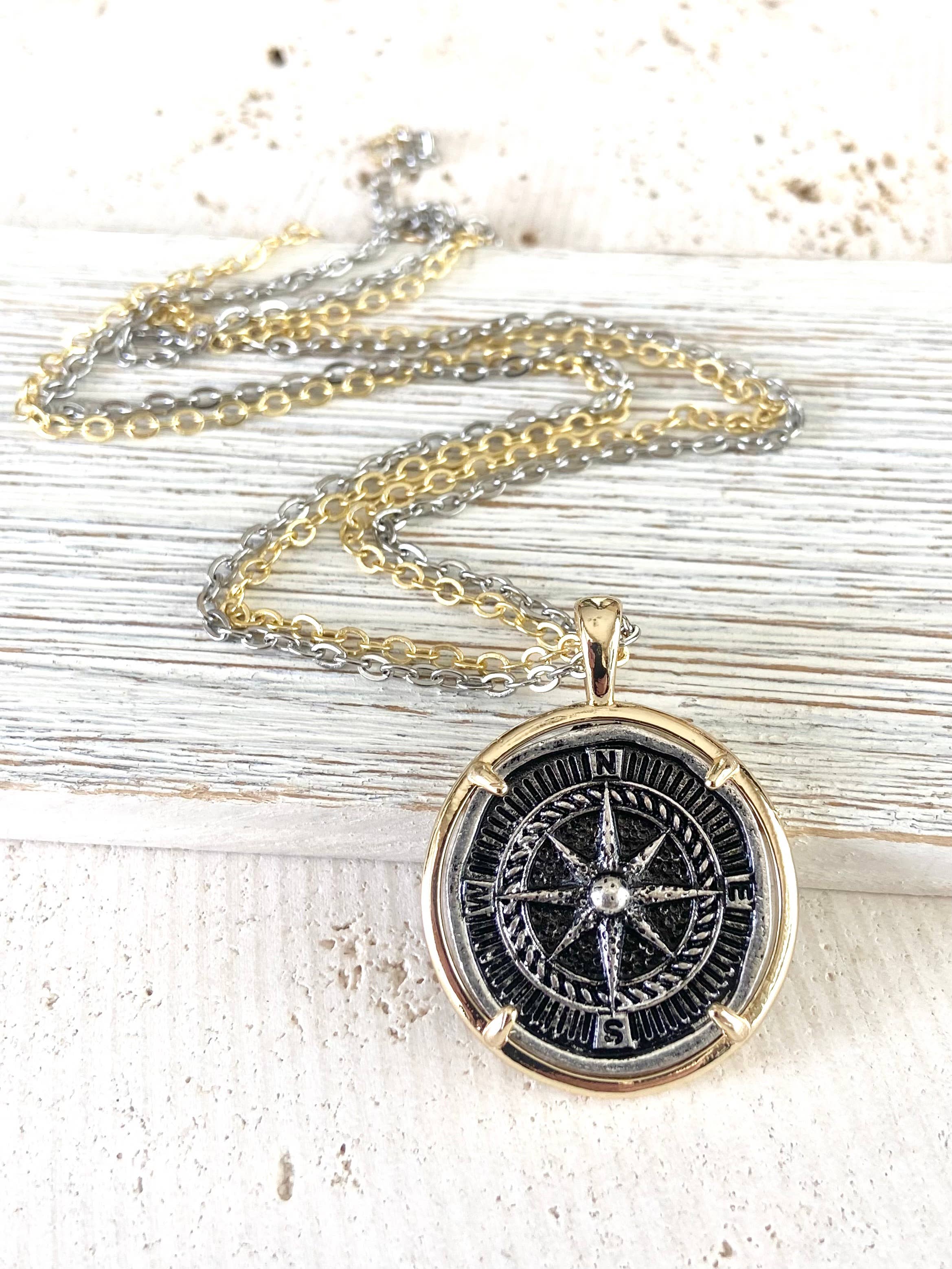 2 Toned Compass Necklace