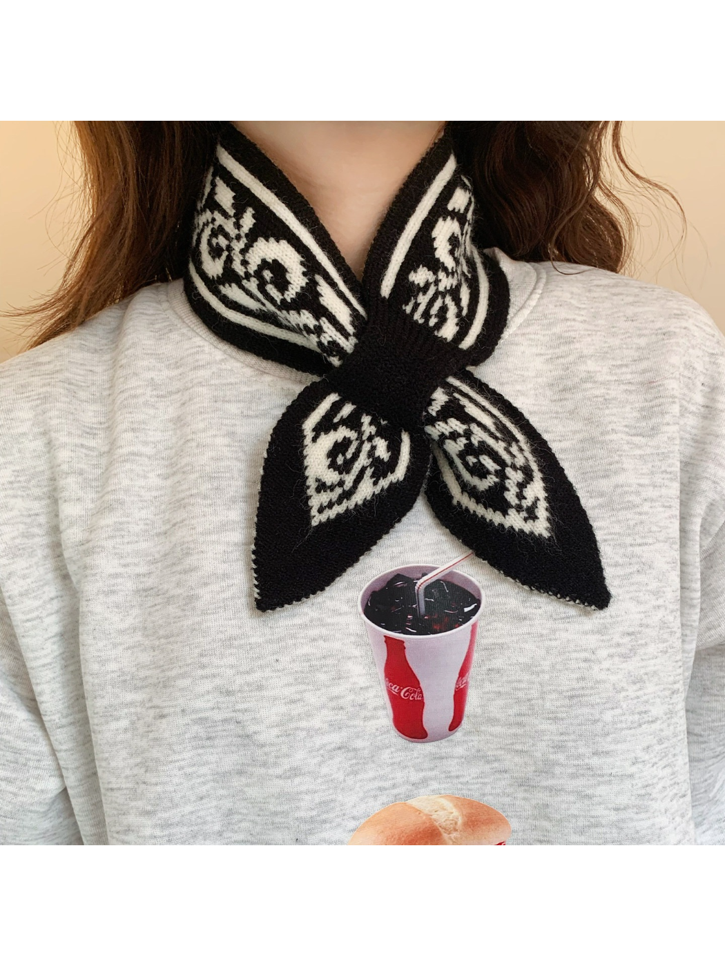 Paisley Knit Pull-Through Scarf