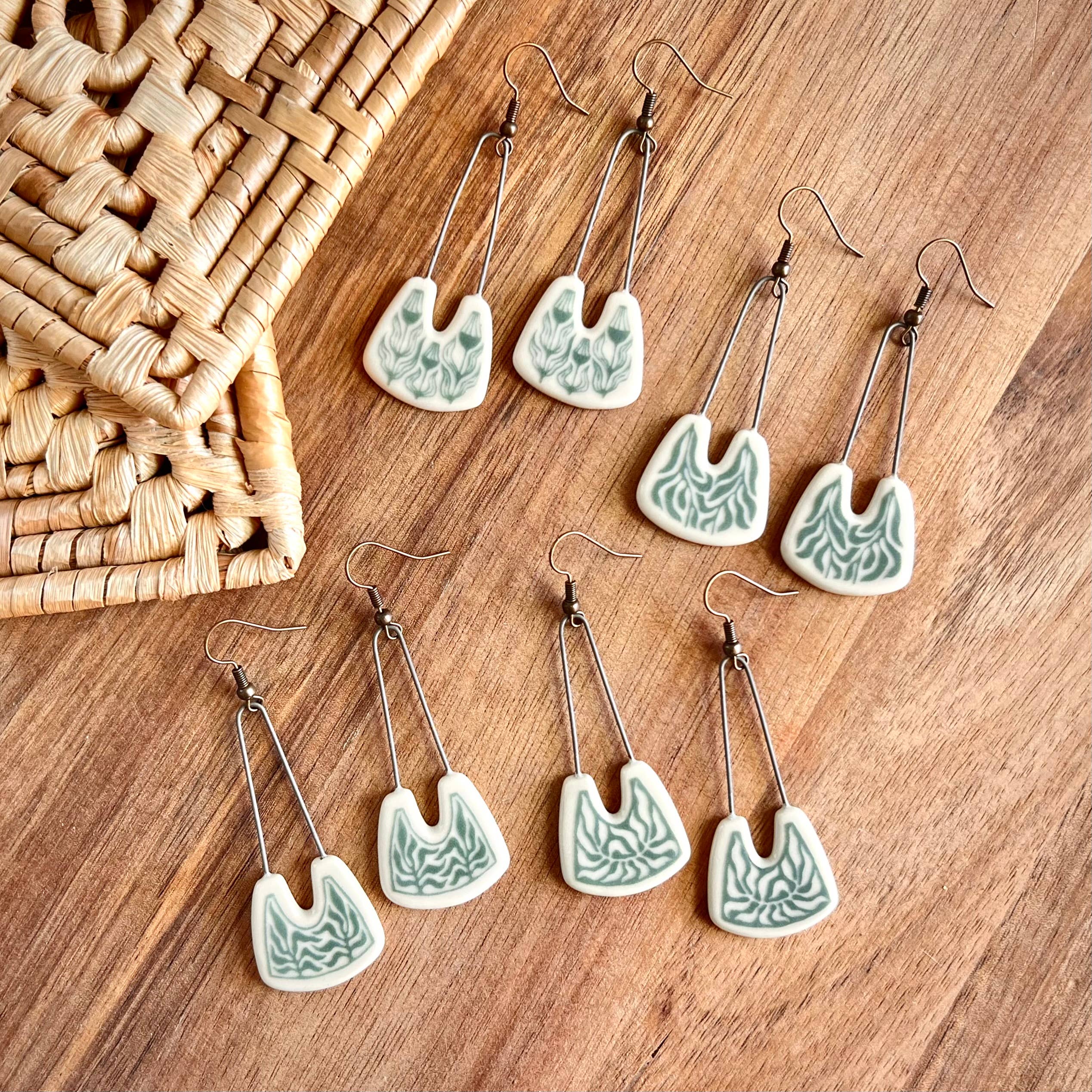 Teal Floral Earrings 