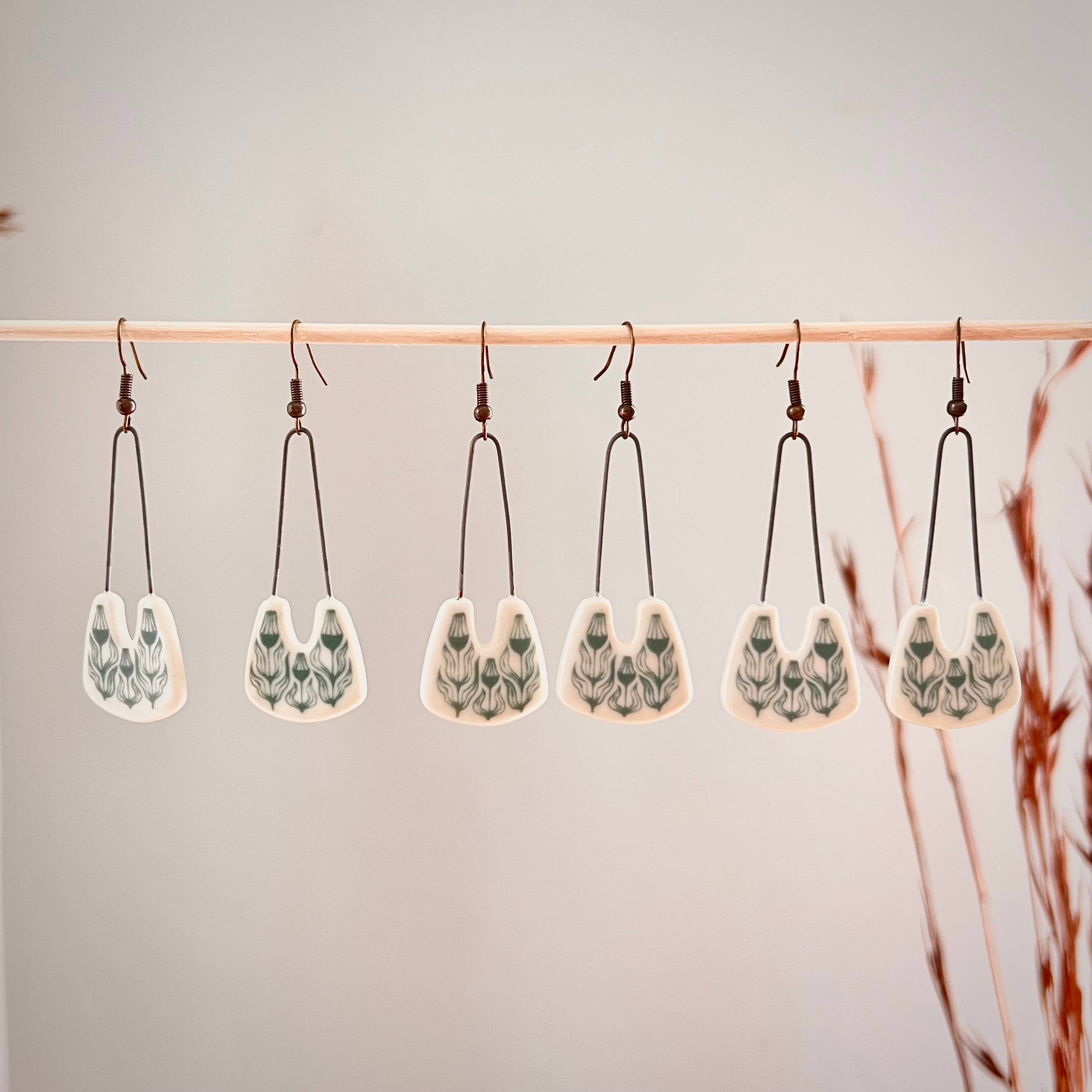 Teal Floral Earrings 