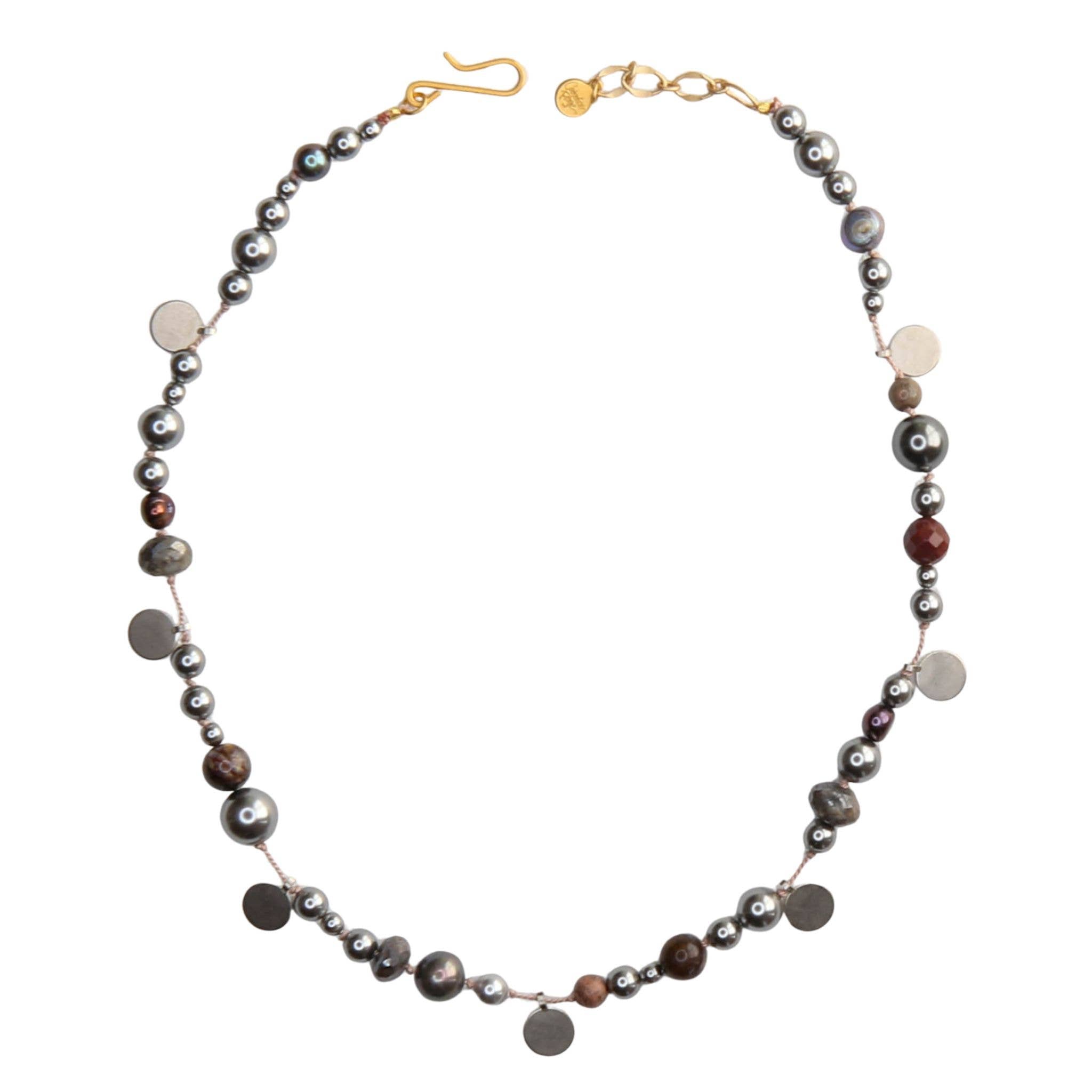 Evie Knotted Necklace Silver Pearl