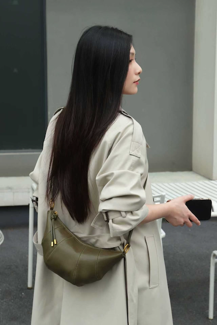 Leather & Stitch Detail Shoulder/Crossbody Bag