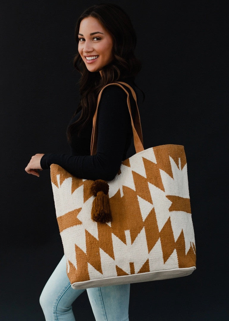 Caramel & Cream Aztec Tote