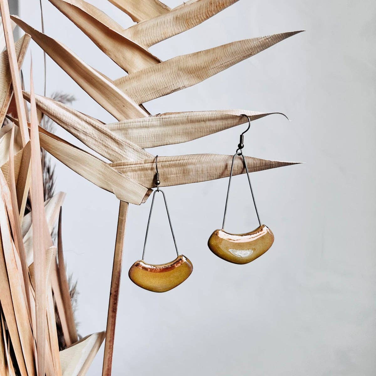 Olive Gold Lined Earrings