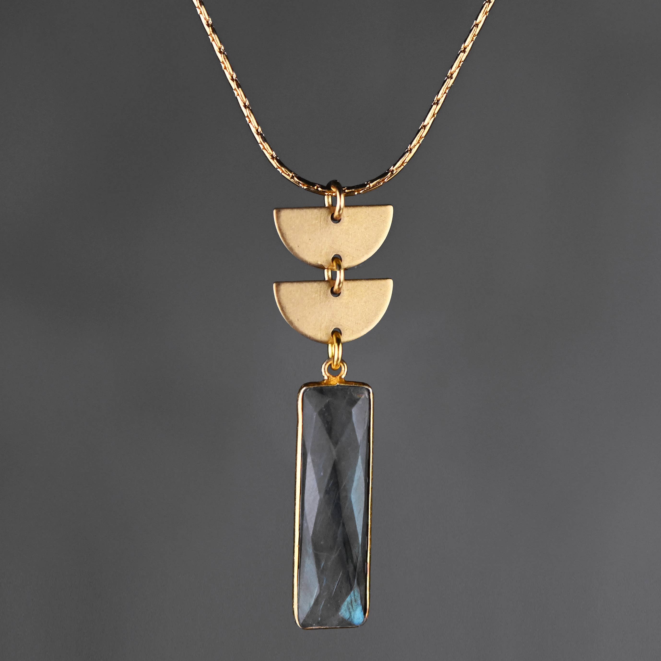 Double Half Circles & Rectangle Necklace