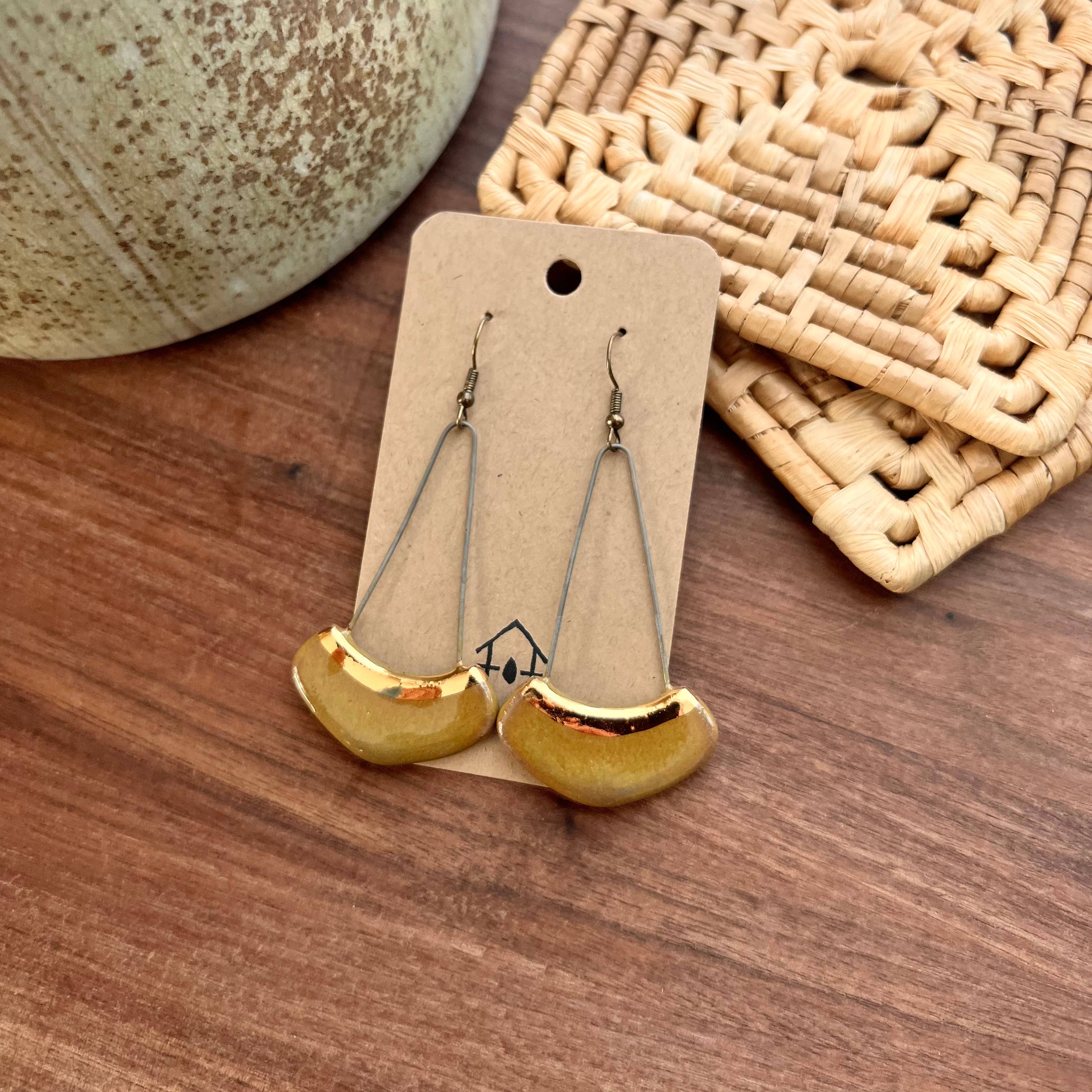 Olive Gold Lined Earrings