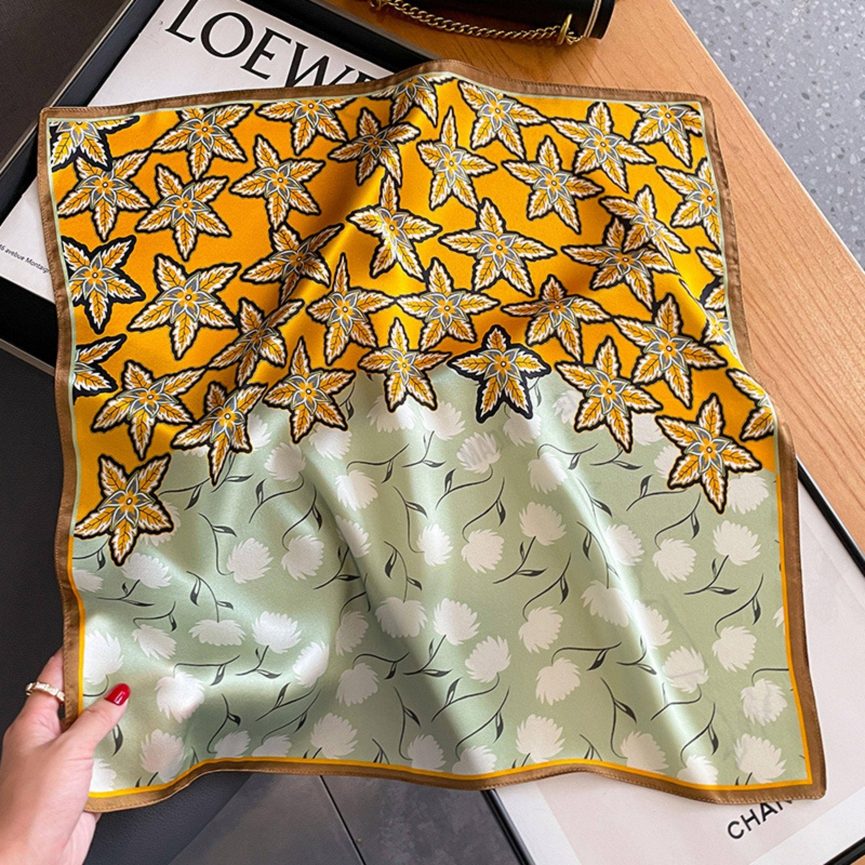 Orange Leaf Silk Scarf