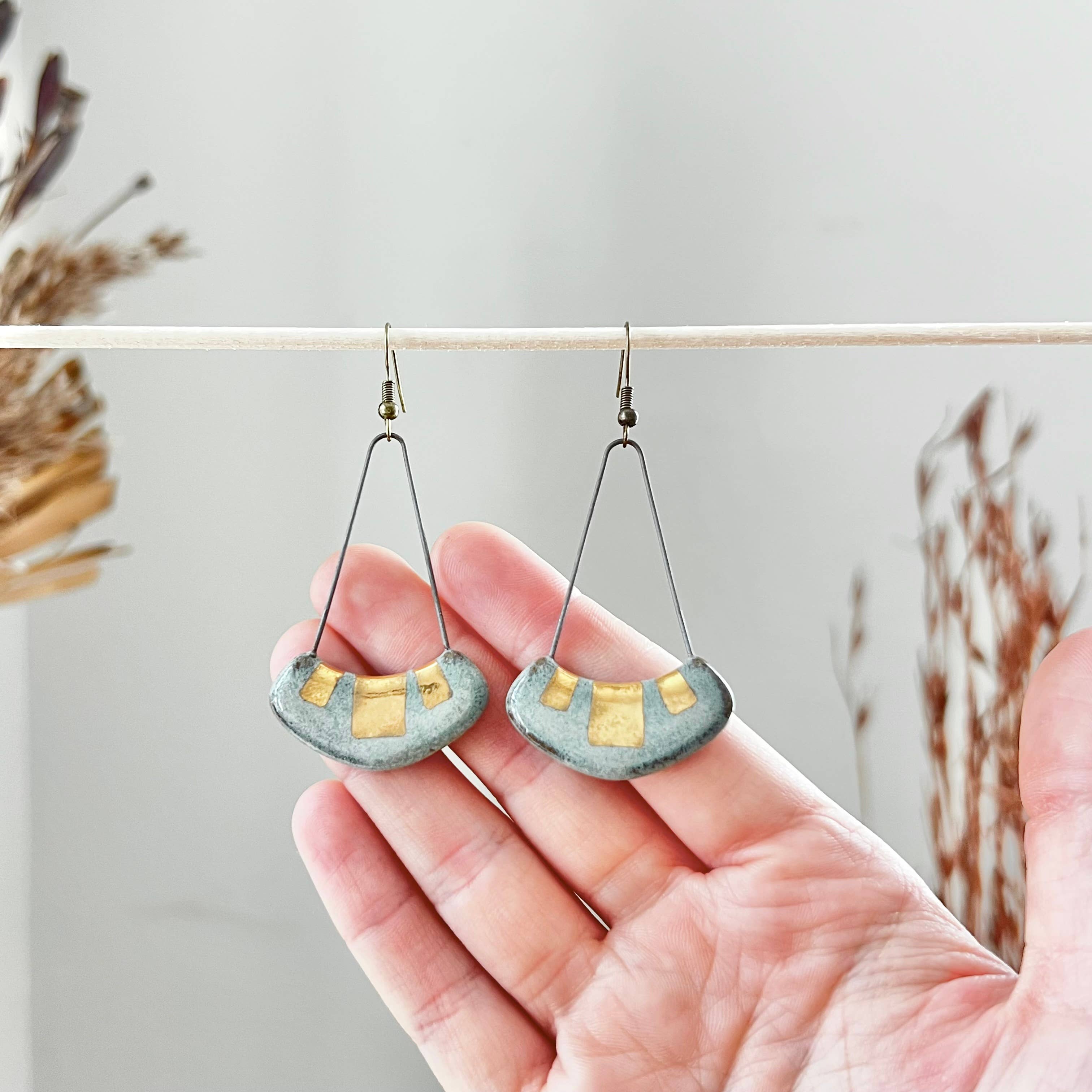 Turquoise & Gold Collar Earrings