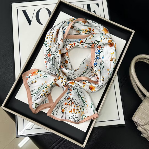 Print Silk Skinny Scarf