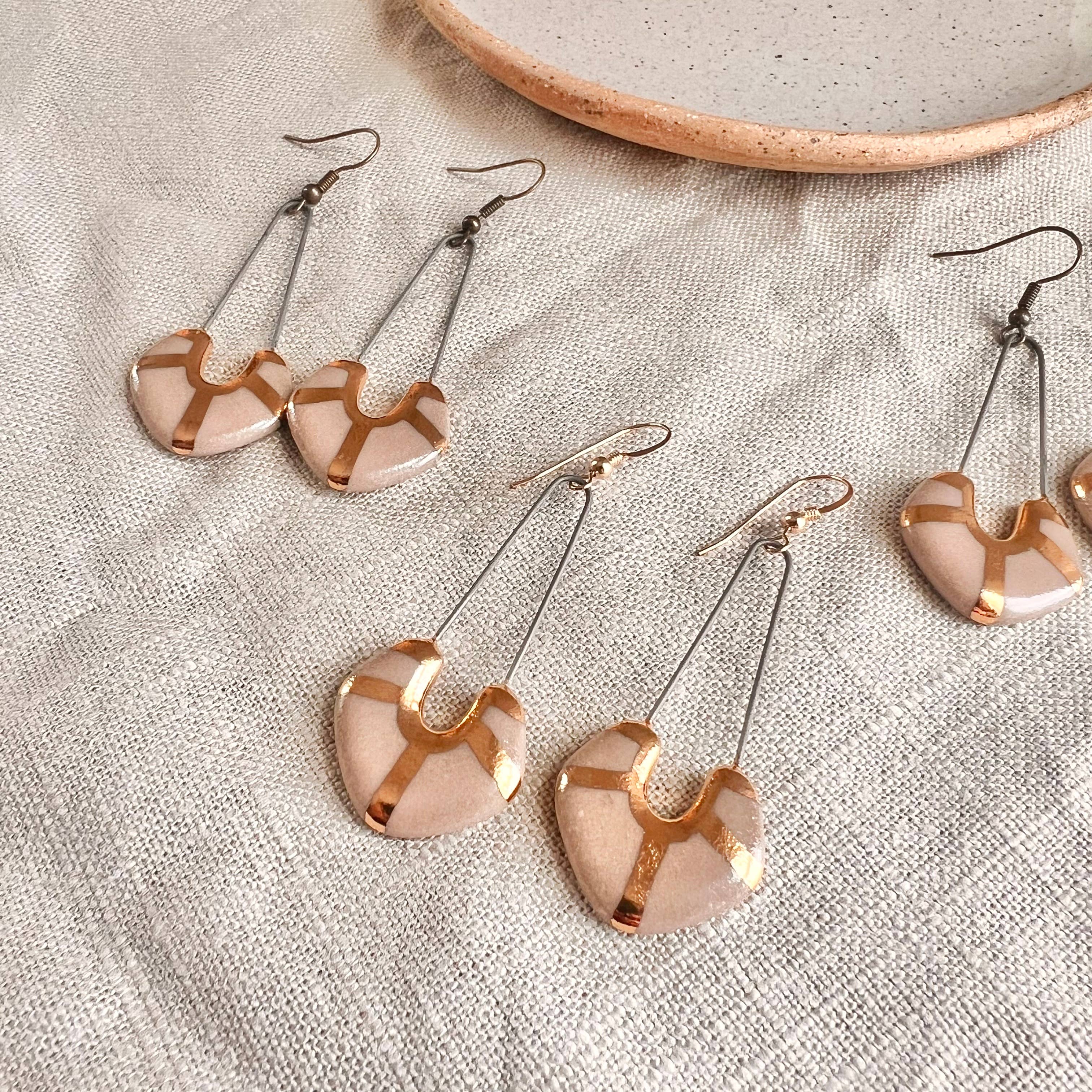 Gold Accent Pink Earrings