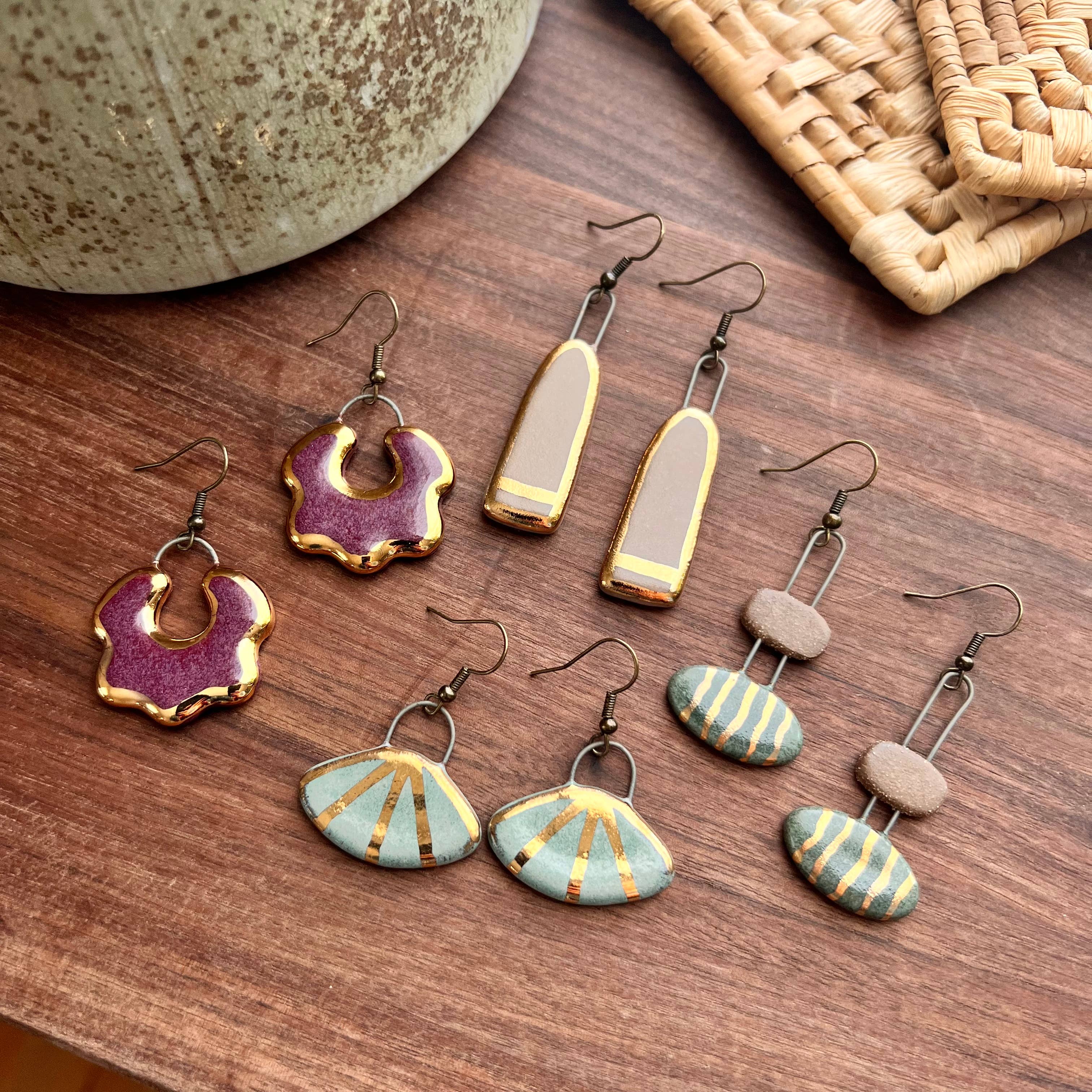 Pink Simple Gold Lined Earrings