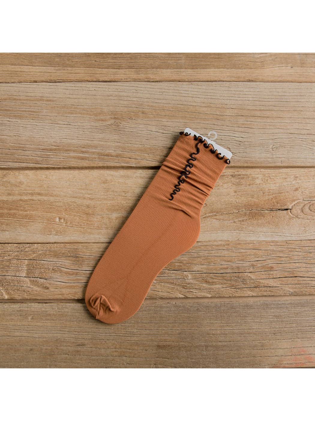 Ribbed Lettuce Edge Solid Socks