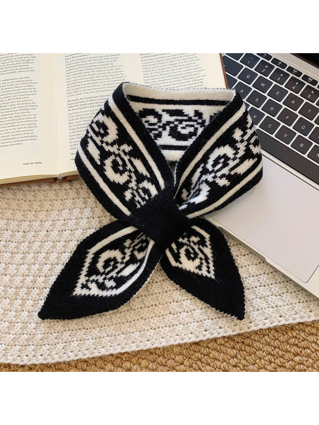 Paisley Knit Pull-Through Scarf