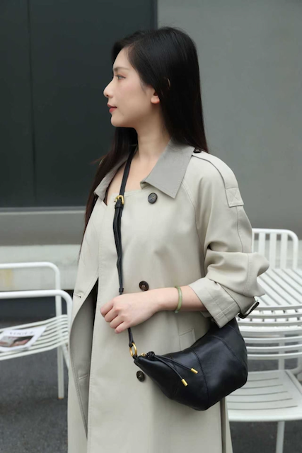 Leather & Stitch Detail Shoulder/Crossbody Bag