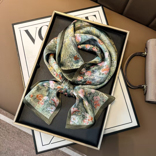 Print Silk Skinny Scarf