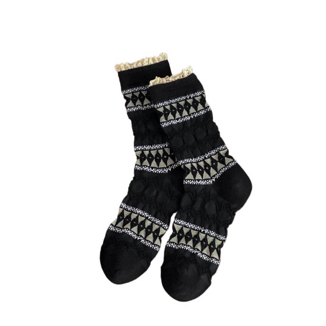 Maillard Lace Trim Crew Socks