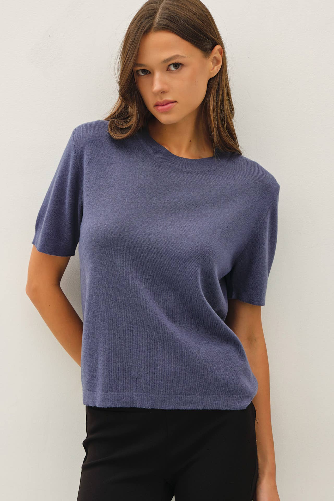CASHMERE BLEND SHORT SLEEVE SWEATER