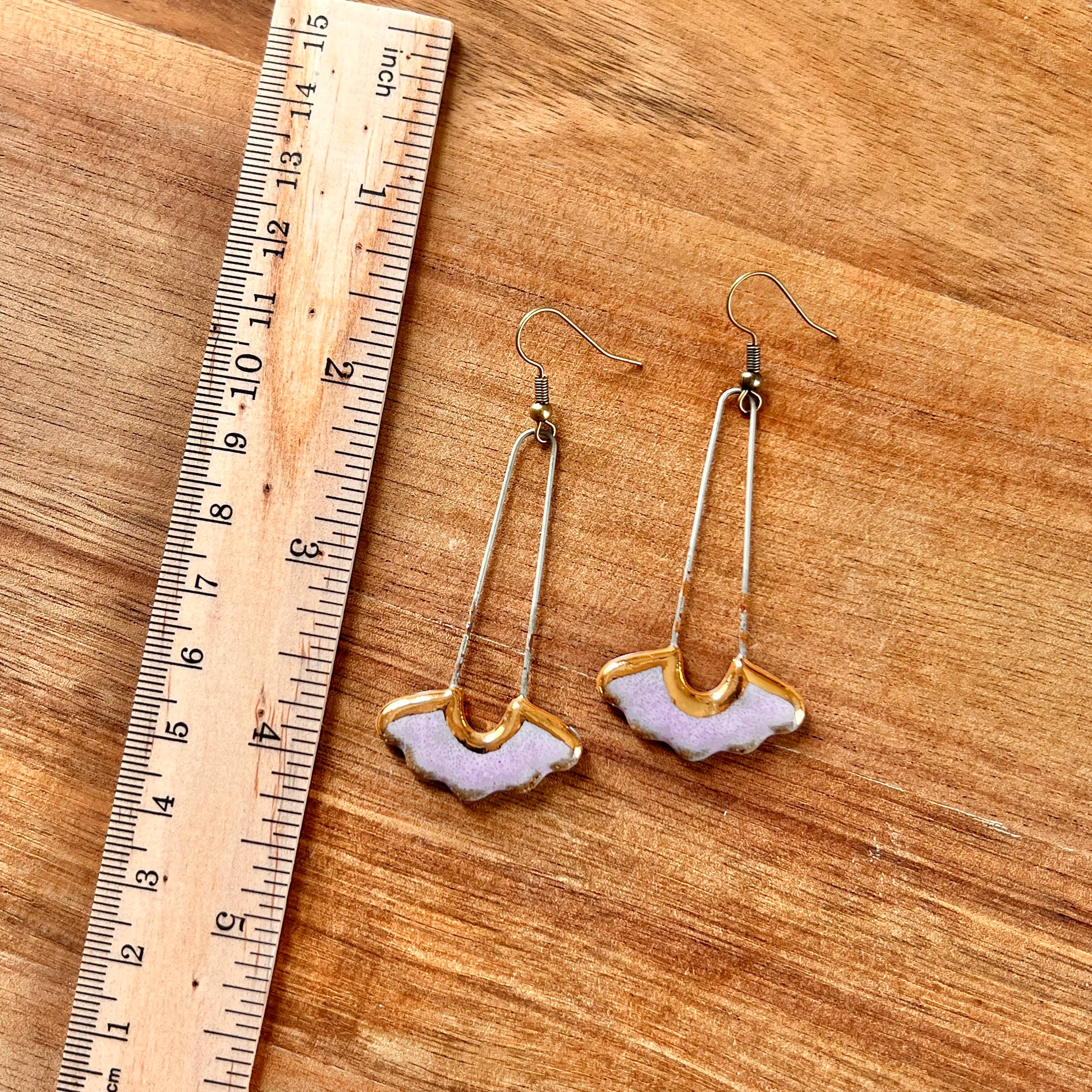 Glossy Lavender Ceramic Earrings