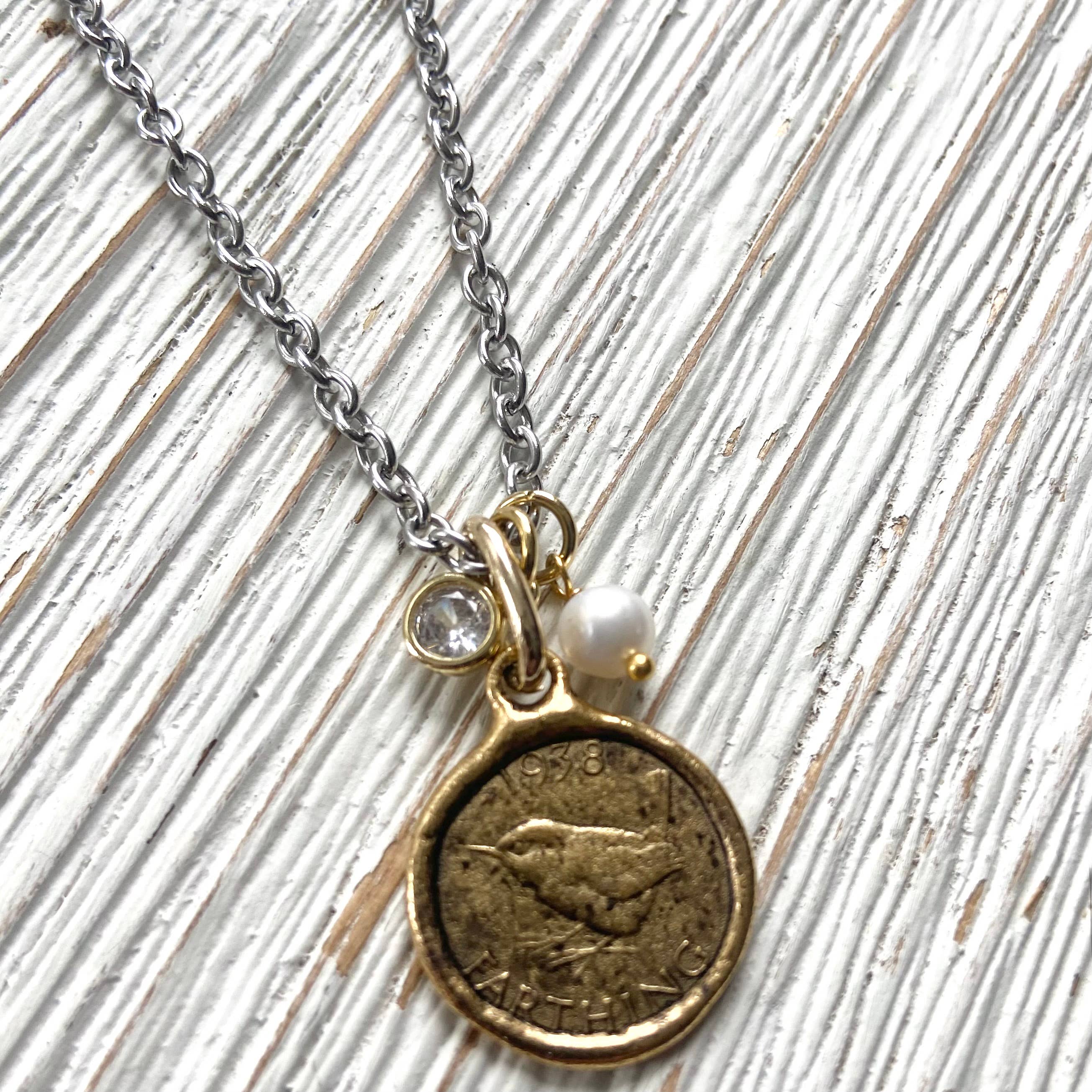 English Farthing Gold Coin Necklace