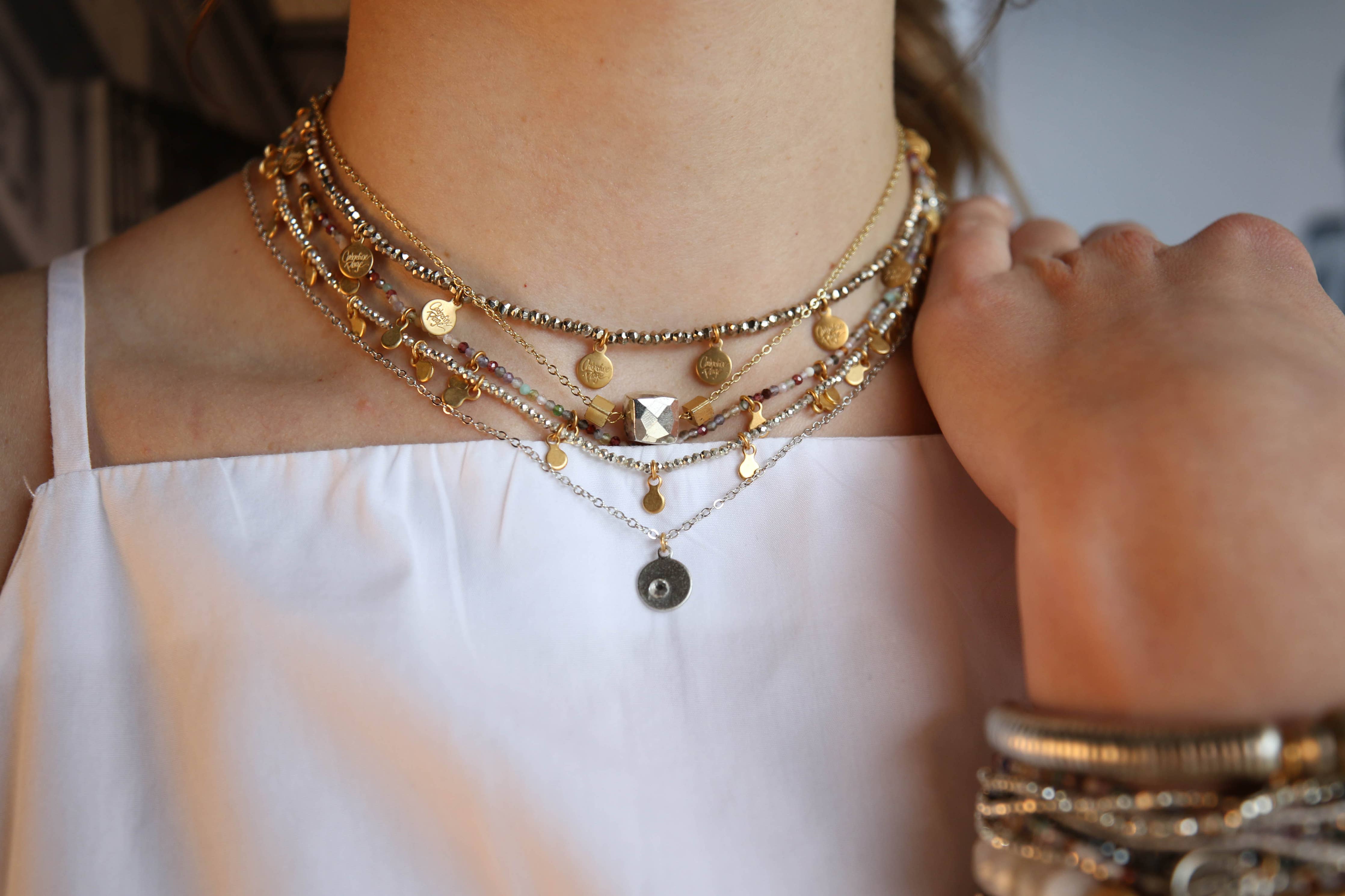 James Necklace Silver Pyrite