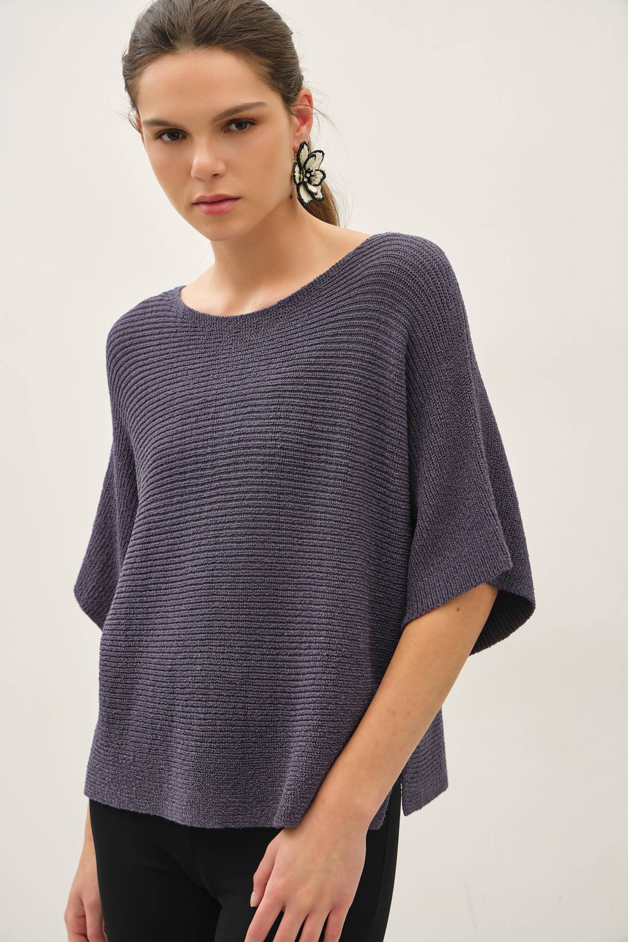RIBBED DOLMAN SWEATER