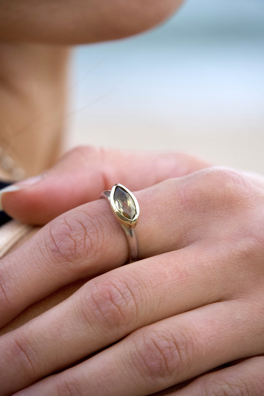 SS 14K CITRINE RING