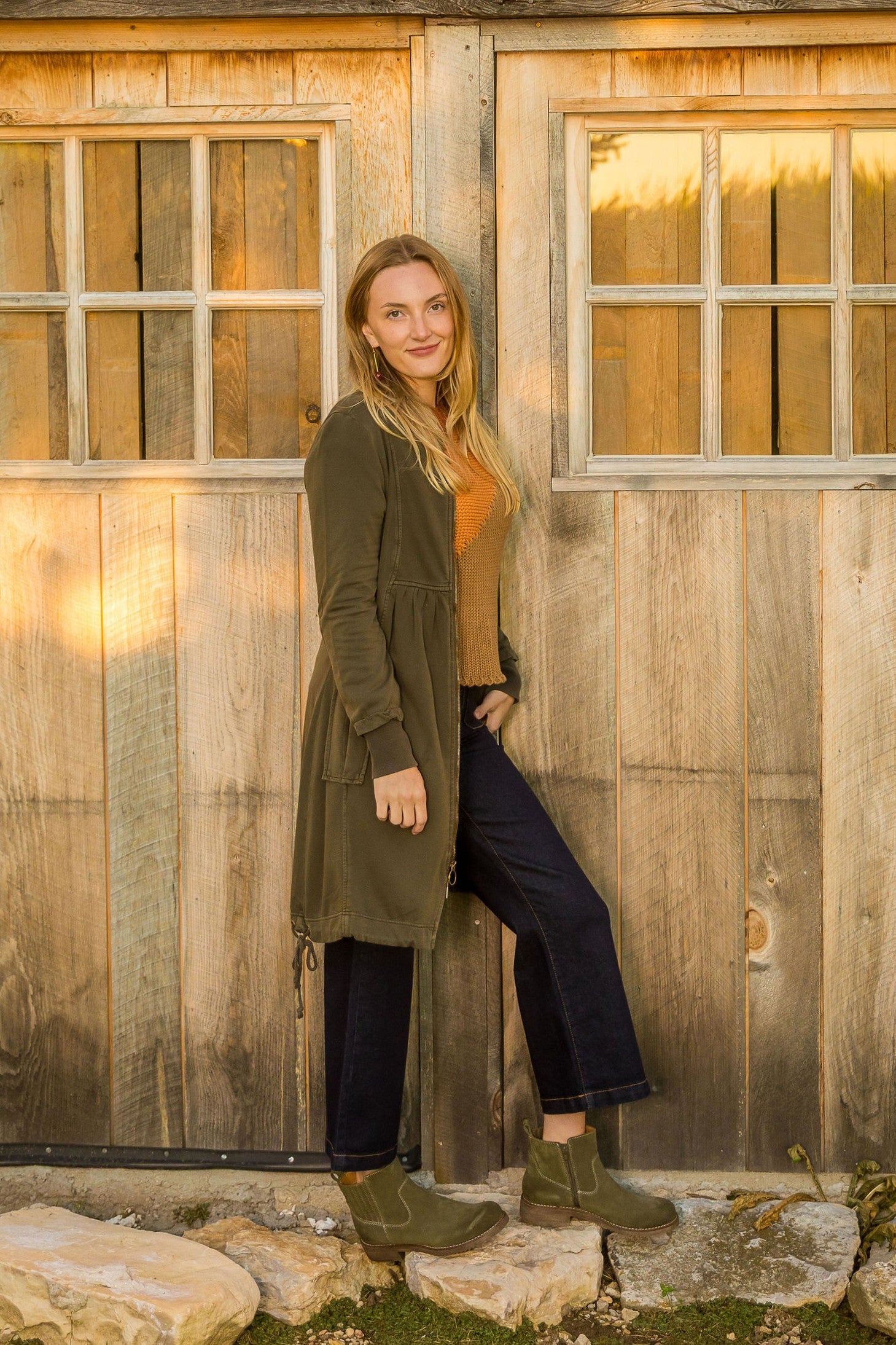 FLEECE FUNNEL-NECK LONGCOAT