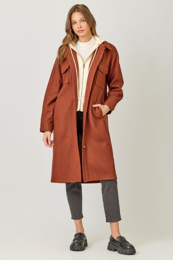 Twofer Hoodie Solid Coat