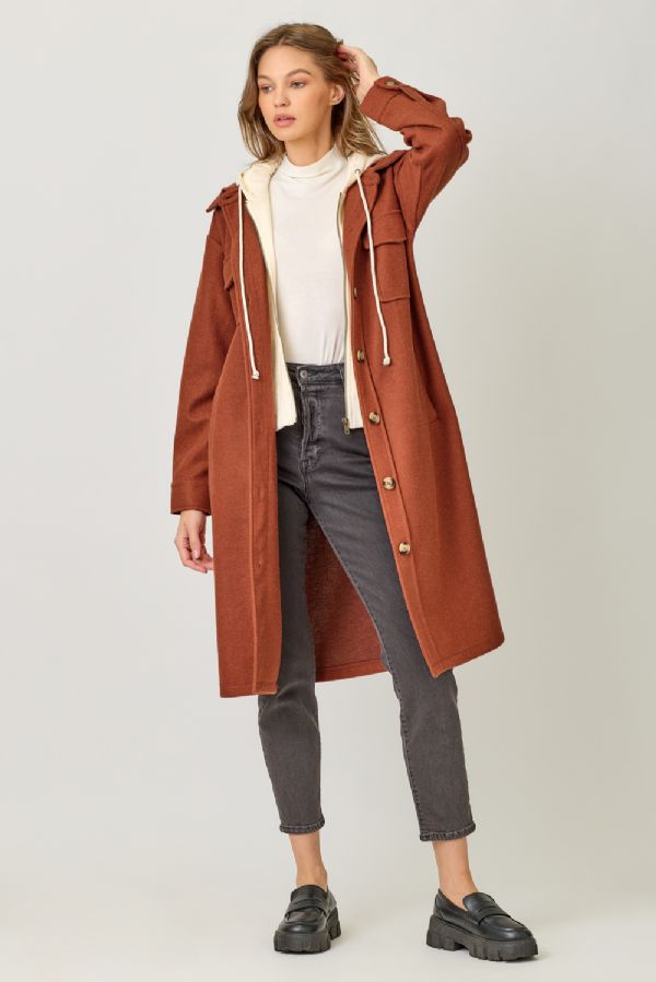 Twofer Hoodie Solid Coat